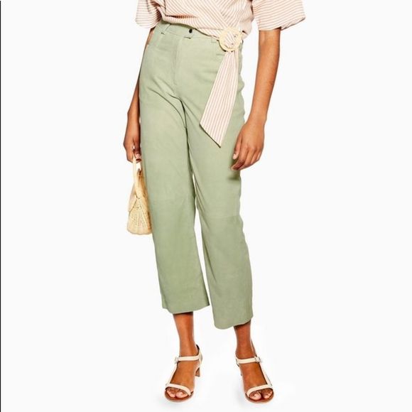 Topshop Pants - Topshop Mint Suede Straight Leg Pants sz 4 NWT